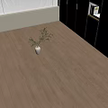 Light Wood Flooring In Minimalist Room With Vase And Cabinets