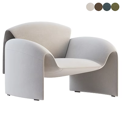 Modern Light Gray Leisure Chair With Curved Design And Rounded Armrests 3d model