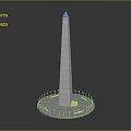 Tall White Obelisk Building Structure With Circular Base And Surrounding Columns 3d model