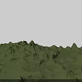 Green Mountainous Terrain Model With Detailed Elevated Peaks And Undulating Surface