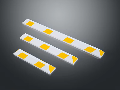 Safety Equipment Strips With White Base Yellow Square And Triangle Markers In Different Lengths 3d model