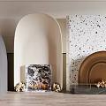 Various Fireplace Designs with Arched Shapes Stone Backdrops and Burning Flames