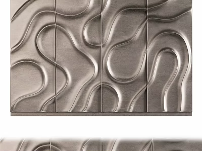 Modern Metallic Wall Decor With Wavy Pattern And Textured Surface Design 3d model