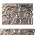 Modern Metallic Wall Decor With Wavy Pattern And Textured Surface Design 3d model