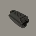 Black Industrial Mechanical Component 3D Model With Grooved Design And Connection Ports