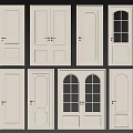 Light Colored Arched Double Doors With Glass Panels For Interior Design 3d model