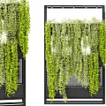 Decorative Green Plant Partition With Hanging Vines And Mesh Panel Design
