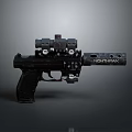 Black NORTH-AWK Pistol with Mounted Scope Tactical Design and Modern Accessories