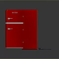 Red Double Door Refrigerator Open With Multiple Shelves And Sleek Design 3d model