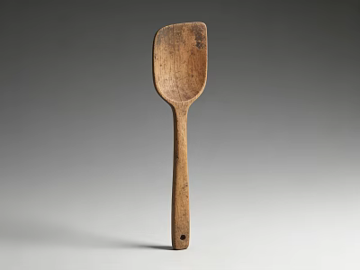 Vintage Handmade Wooden Spoon With Natural Wood Texture For Kitchen Use 3d model