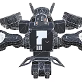 Mechanical Robot Structure Featuring Symmetrical Wings Central Emblem And Circular Parts 3d model