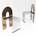 Modern Dining Chairs With Curved Copper Frames And Transparent Acrylic Panels 3d model