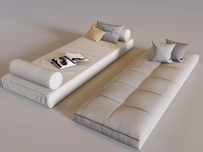 Modern Upholstered Daybed With Soft Cushions Decorative Pillows And Magazine 3d model