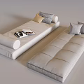 Modern Upholstered Daybed With Soft Cushions Decorative Pillows And Magazine