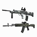 Two Modern Camouflage Rifles With Tactical Design And Sniper Scope Features 3d model