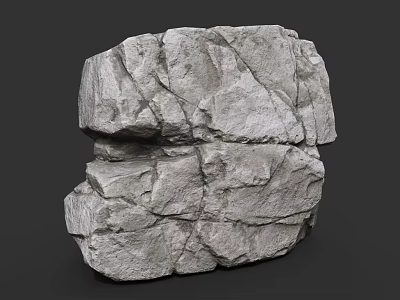 Natural Gray Stone Block with Rough Texture and Cracks for Decorative Construction Projects 3d model