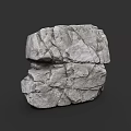Natural Gray Stone Block with Rough Texture and Cracks for Decorative Construction Projects 3d model