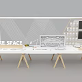 Modern Display Shelves With Geometric Lines And Wooden Accents In Inspiration Space For Retail Items