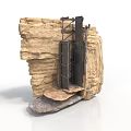 Industrial Cliffside Elevator Structure With Rocky Formation And Metal Frame