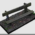 Rustic Wooden Outdoor Bench With Weathered Surface And Small Green Plants On Dirt Base