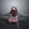 3D Rendered Copper Colored Decorative Object With Gray Body And Pink Purple Accents