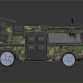 Modern Camouflage Tank 3D Model With Blue Wheels And Top Equipment Design