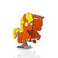 Cute Orange Building Blocks Pony with Yellow Mane Tail and Gray Base 3d model