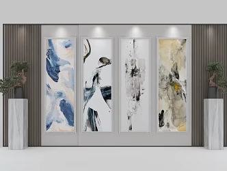 abstract painting vertical hanging painting decorative painting 3d model