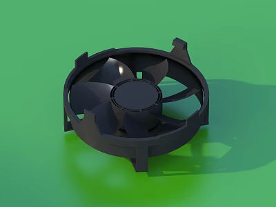 Black Cooling Fan For Household Use With Durable Blades And Stable Design 3d model