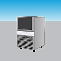 Stainless Steel Countertop Ice Maker Modern Kitchen Appliance With Black Panel And Vent Design