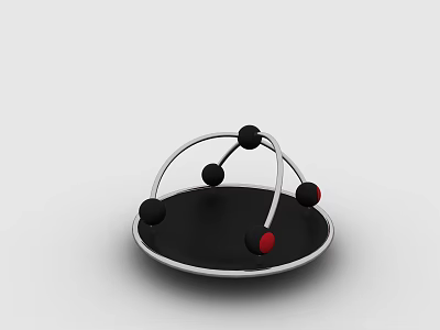 Decorative Black Plate Featuring Silver Curved Frame And Black Red Balls 3d model