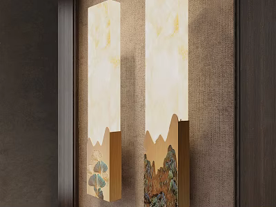 Artistic Modern Wall Lamps With Mountain Plant Patterns And Brass Base For Indoor Elegant Decor 3d model