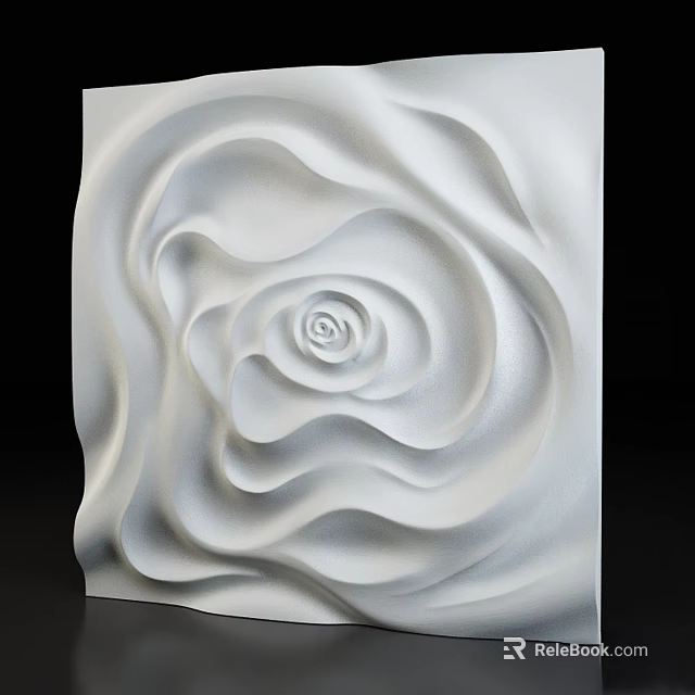 White Wall With 3D Rose Relief Pattern Modern Decorative Design 3d model 
