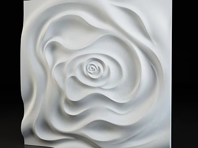 White Wall With 3D Rose Relief Pattern Modern Decorative Design 3d model