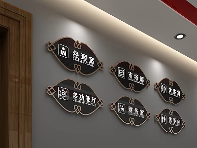Traditional Indoor Signage for Manager Office Monitoring Room Service Desk and Multi functional Hall with Decorative Frames 3d model