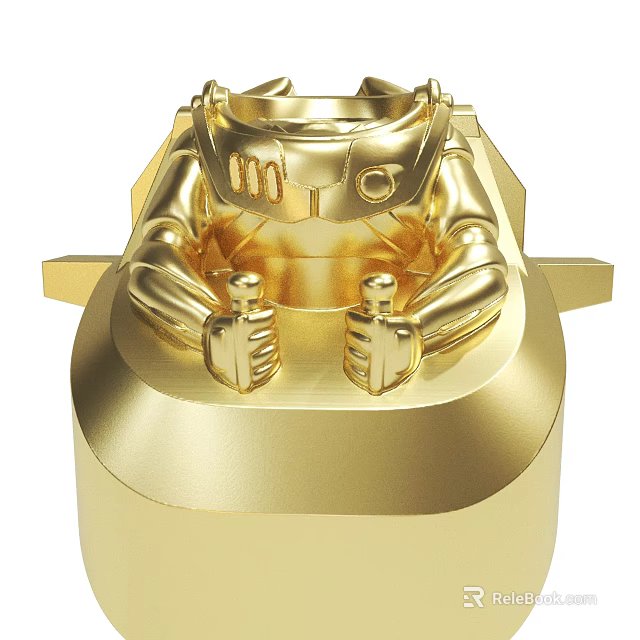 Golden Decorative Sculpture With Mechanical Armor Like Structure And Intricate Hands 3d model 