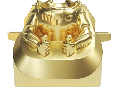 Golden Decorative Sculpture With Mechanical Armor Like Structure And Intricate Hands 3d model