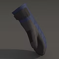 Blue And Gray Fabric Glove With Striped Design And Adjustable Strap 3d model