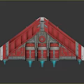 Futuristic Red And Gray Spacecraft With Blue Thrusters For Cosmic Exploration
