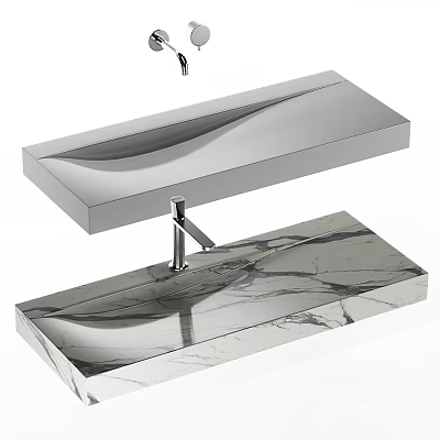 Modern Washbasin Design With Sleek Countertop And Marble Finish Minimalist Faucet 3d model
