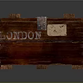 Vintage Wooden Box With London Lettering Metal Lock And Rivet Details