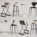 Modern Bar Stools With Various Stylish Designs And Black White Frames 3d model