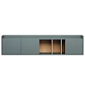 Modern Storage Cabinets With Drawers Open Compartments And Wooden Gray Finishes