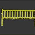 Red Wooden Bench With Armrests Backrest Slats And Scalloped Edge Design