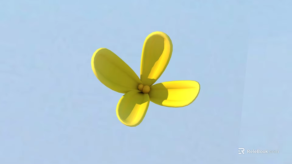Yellow Flower With Four Petals On Light Blue Background Showing Natural Charm 3d model 