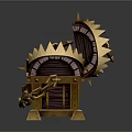 Ornate Treasure Chests with Golden Decorations and Chains Middle One Open with Red Lining