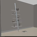 Modern Bookshelf With Multiple Shelves Holding Books Decorative Frames And Clock 3d model