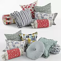 Colorful Decorative Throw Pillows With Various Patterns And Designs For Home 3d model