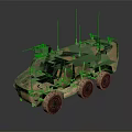 Military Camouflage Armored Wheeled Tank With Six Wheels Top Mounted Weapon And Antennas