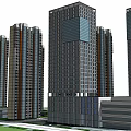 Modern High Rise Office Towers With Glass Facade And Contemporary Design